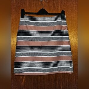 Loft Womens Pencil Skirt Brown Black Lined Zipper Striped Size 4 NWT